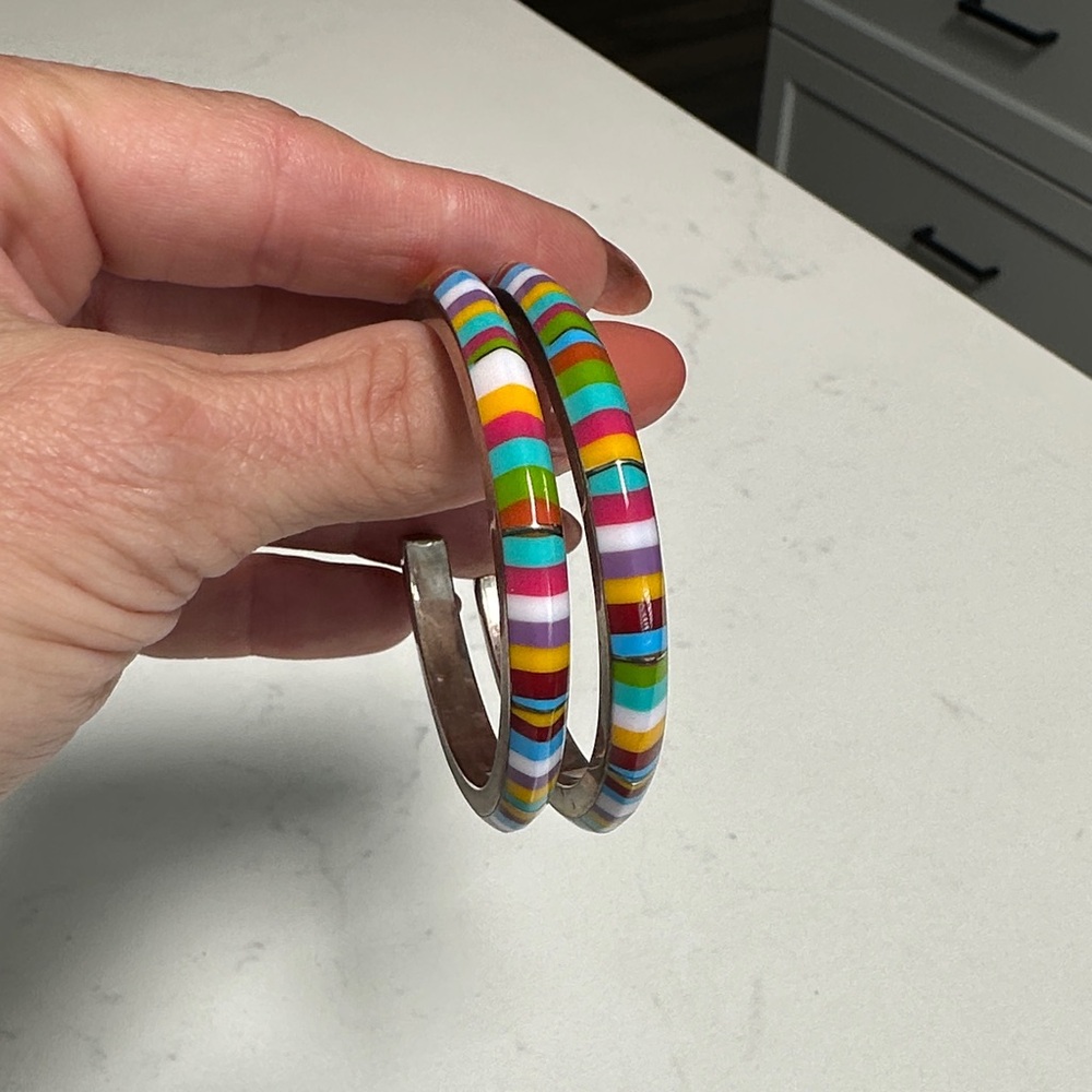 Fiesta Turquoise & Spiny Oyster Multicolor Hoop Earrings